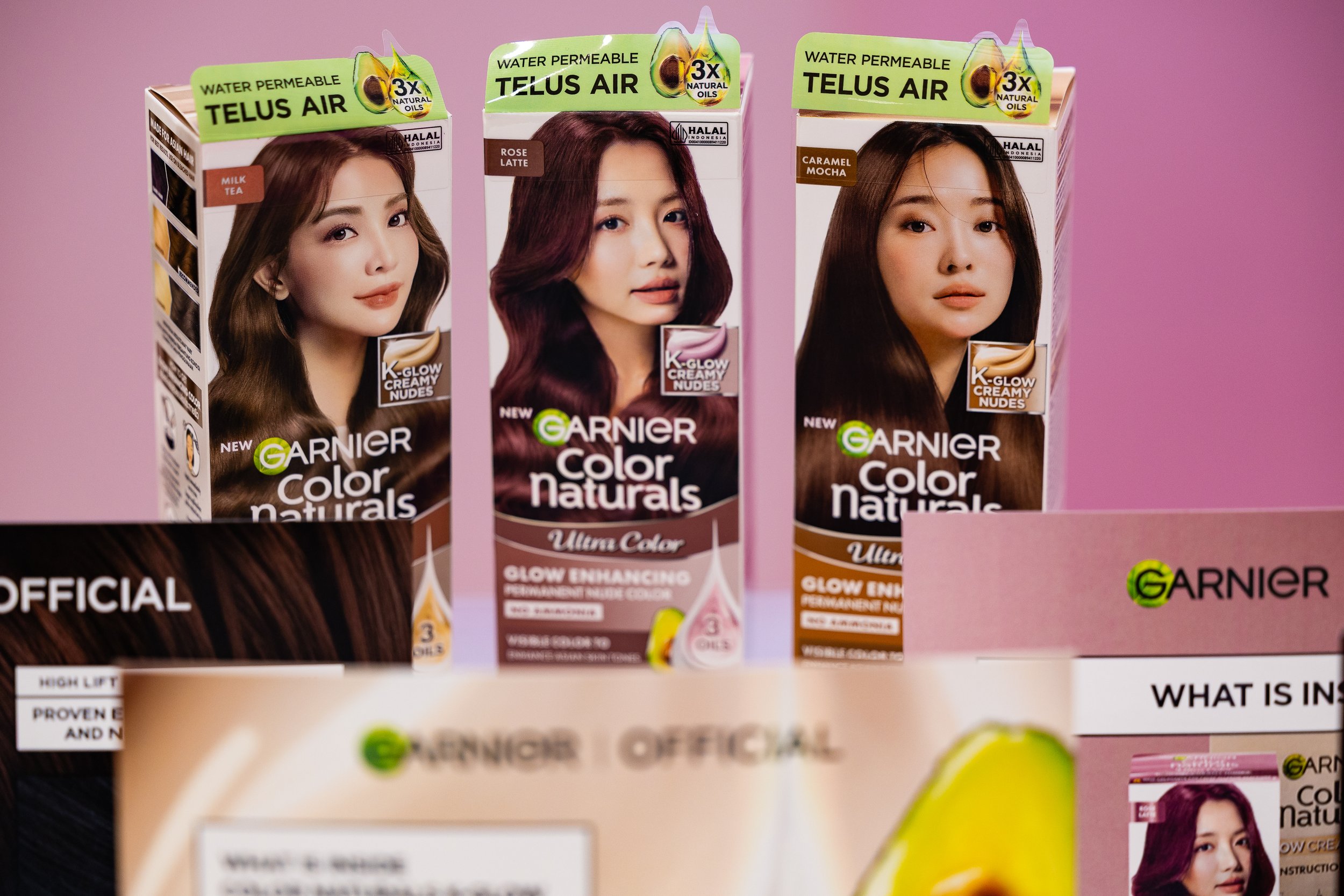 Garnier Malaysia Color Naturals K-Glow hair colour range in Rose Latte Caramel Mocha and Milk Tea
