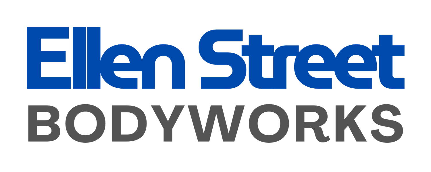 Ellen Street Bodyworks logo with stylized text in blue and gray.
