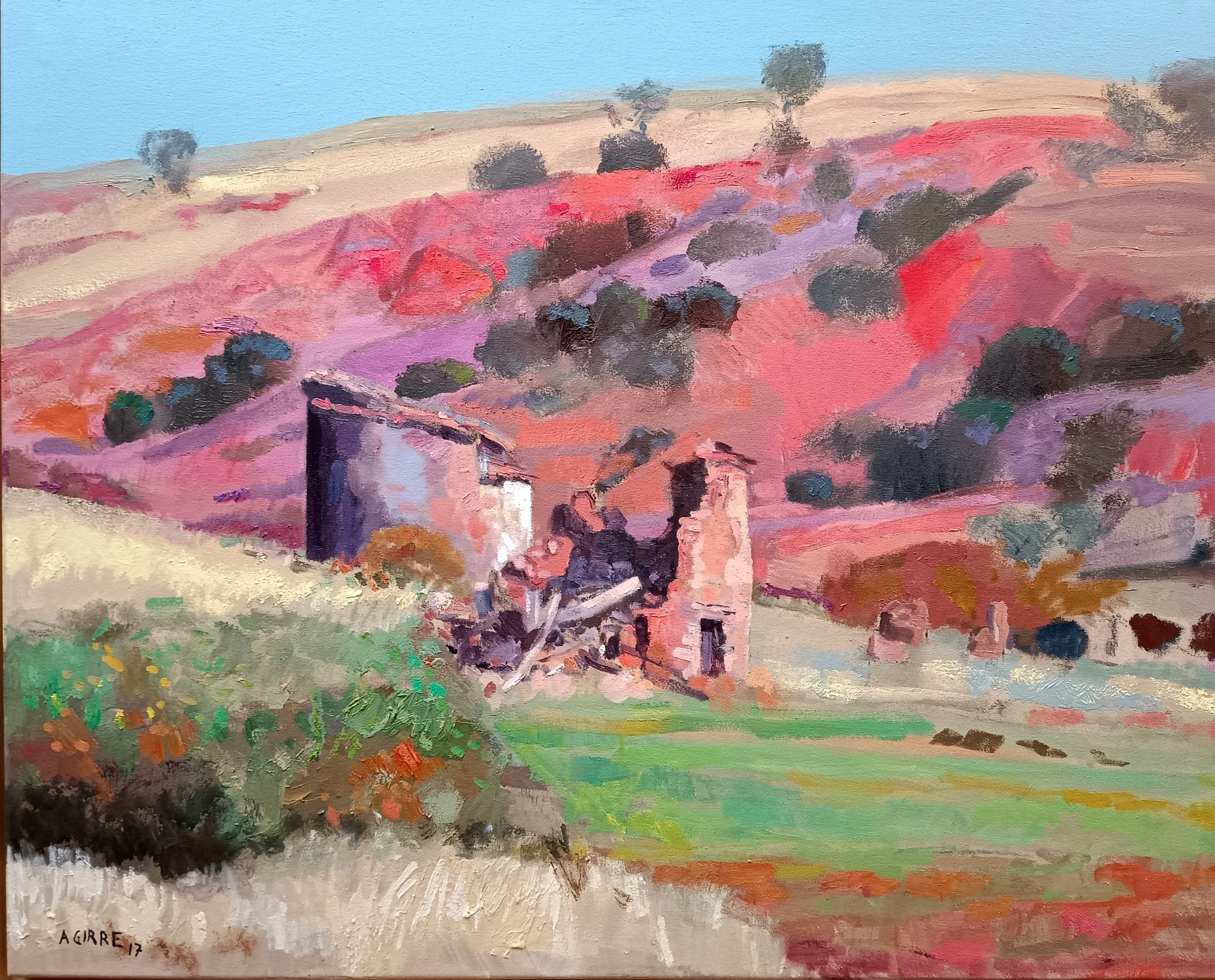 Paisaje figurativo de un palomar al oleo Xabier Agirre