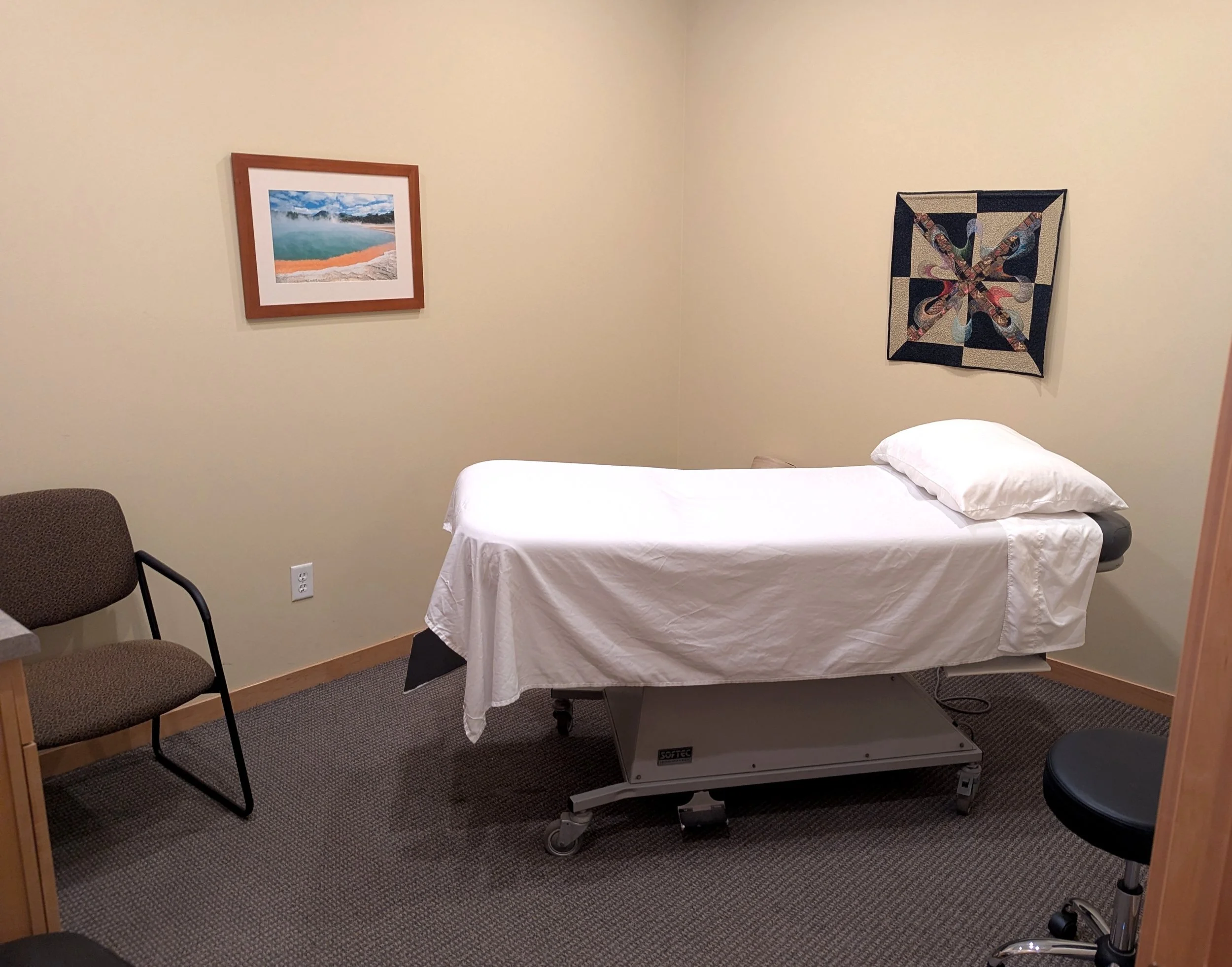 Private acupuncture treatment room at Clinic Eight in Iowa City