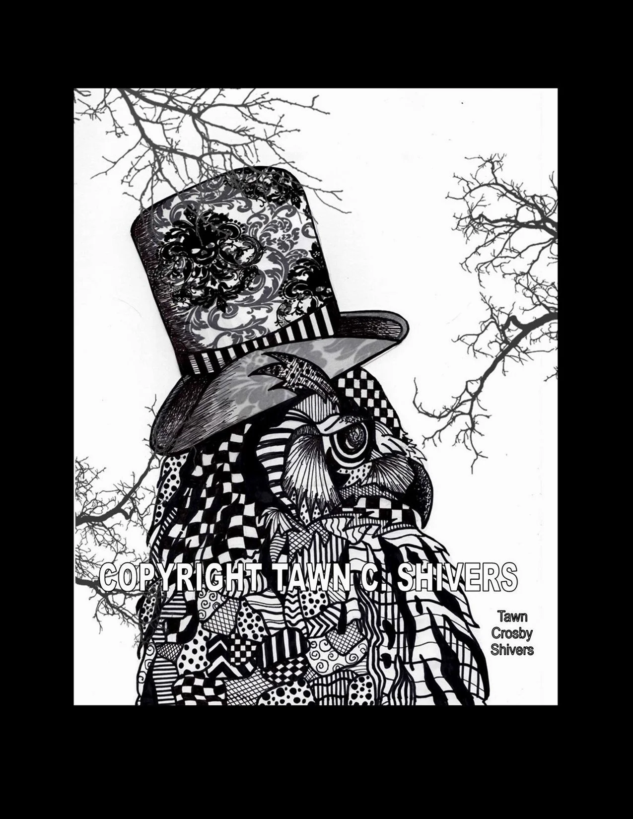 OWL PROFILE WEARING TOP HAT FRAGMENTATION