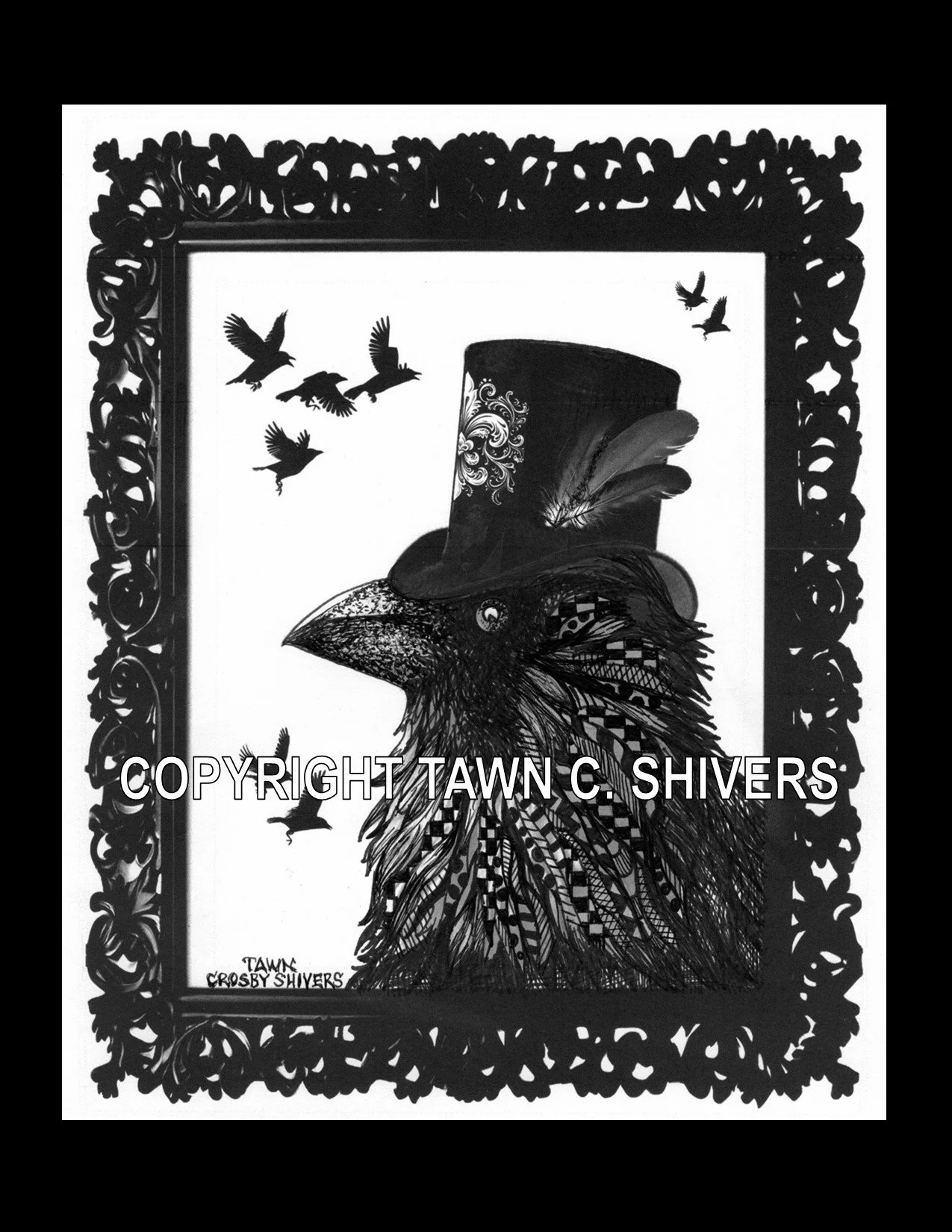 RAVEN WEARING TOP HAT PROFILE FRAGMENTATION