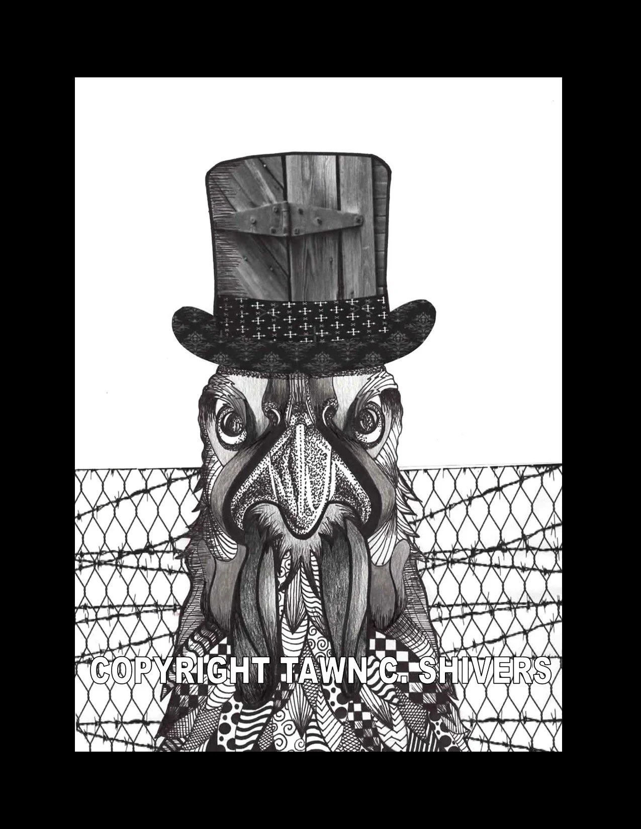 ROOSTER WEARING TOP HAT FRAGMENTATION