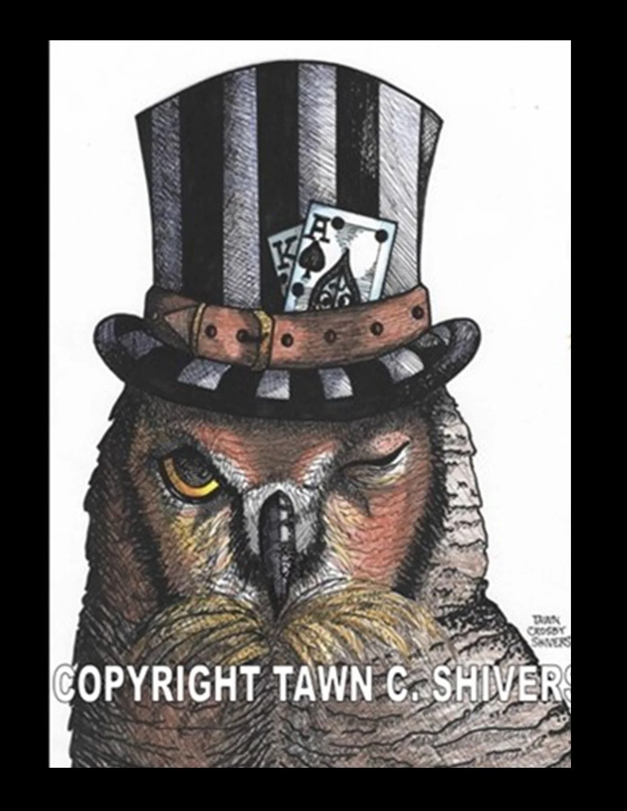WINKING OWL WEARING TOP HAT