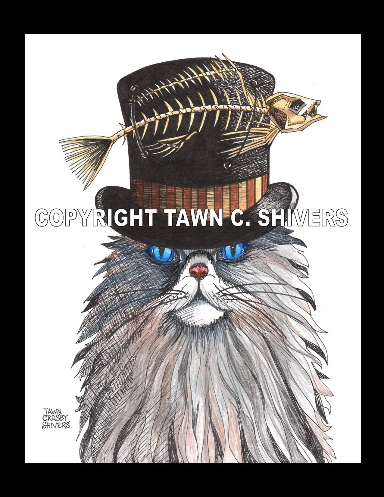 PERSIAN CAT WEARING TOP HAT