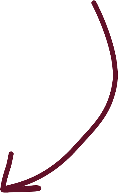 A large black arrow with a purple outline pointing downward.