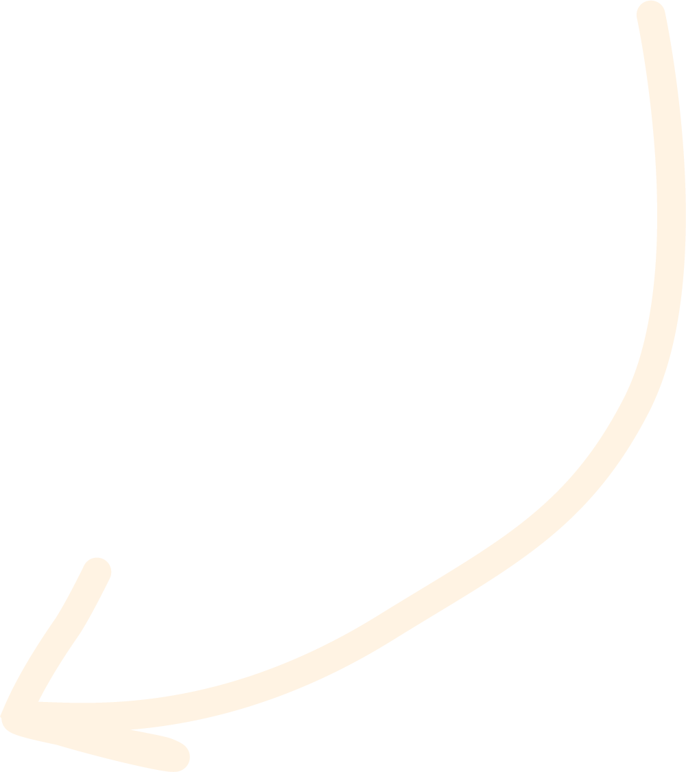 Large beige arrow pointing to the lower left against a black background.