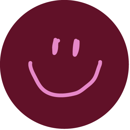 Smile face with two dots for eyes and a curved line for a mouth on a dark red background