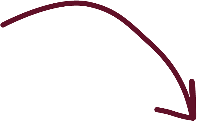 Black arrow pointing downward with a curved maroon arc above it.