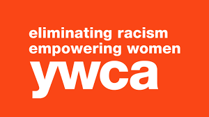 Orange background with white text reading 'eliminating racism, empowering women' and the YWCA logo.