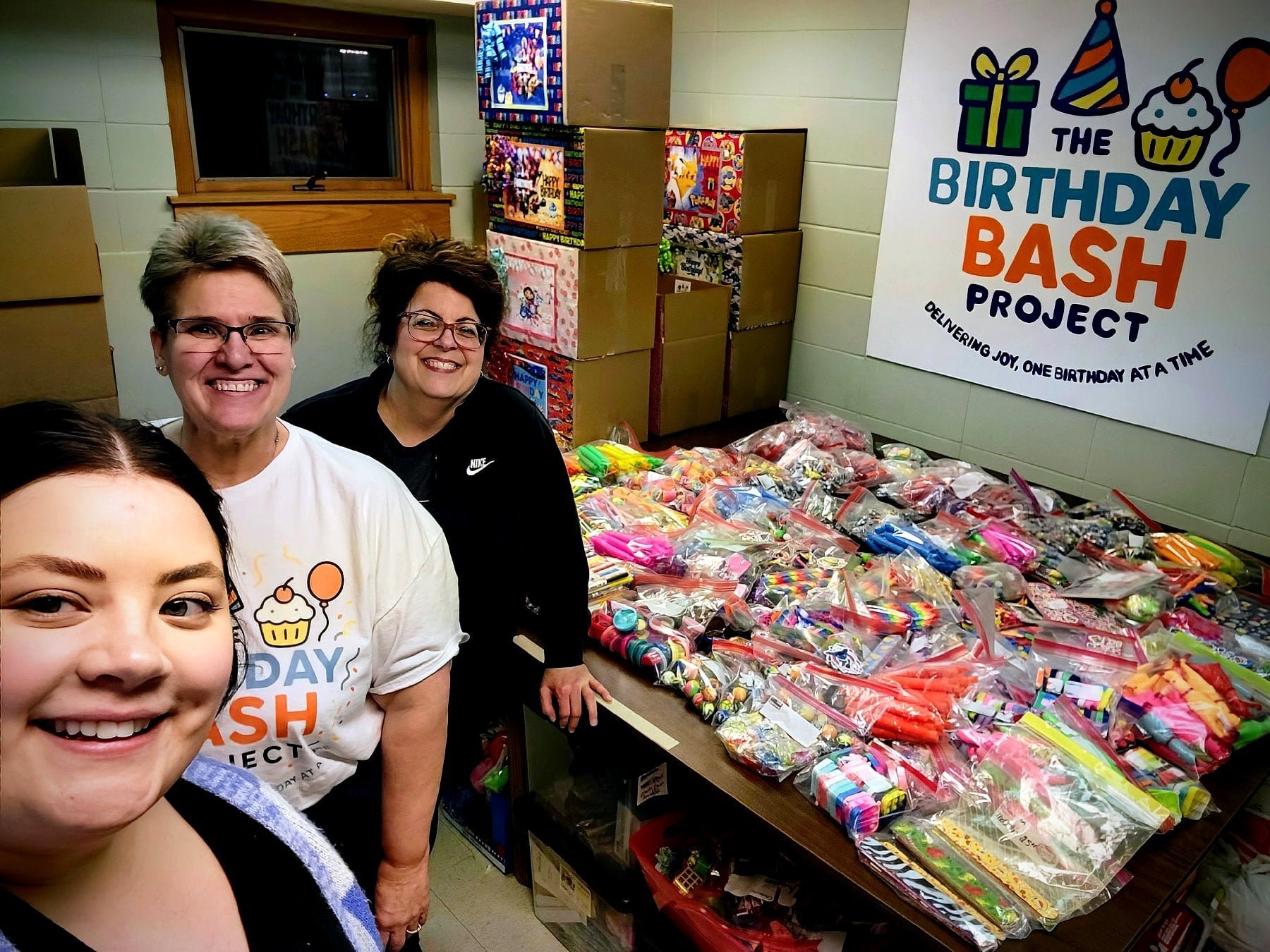 Getting party favor supplies ready for an event.