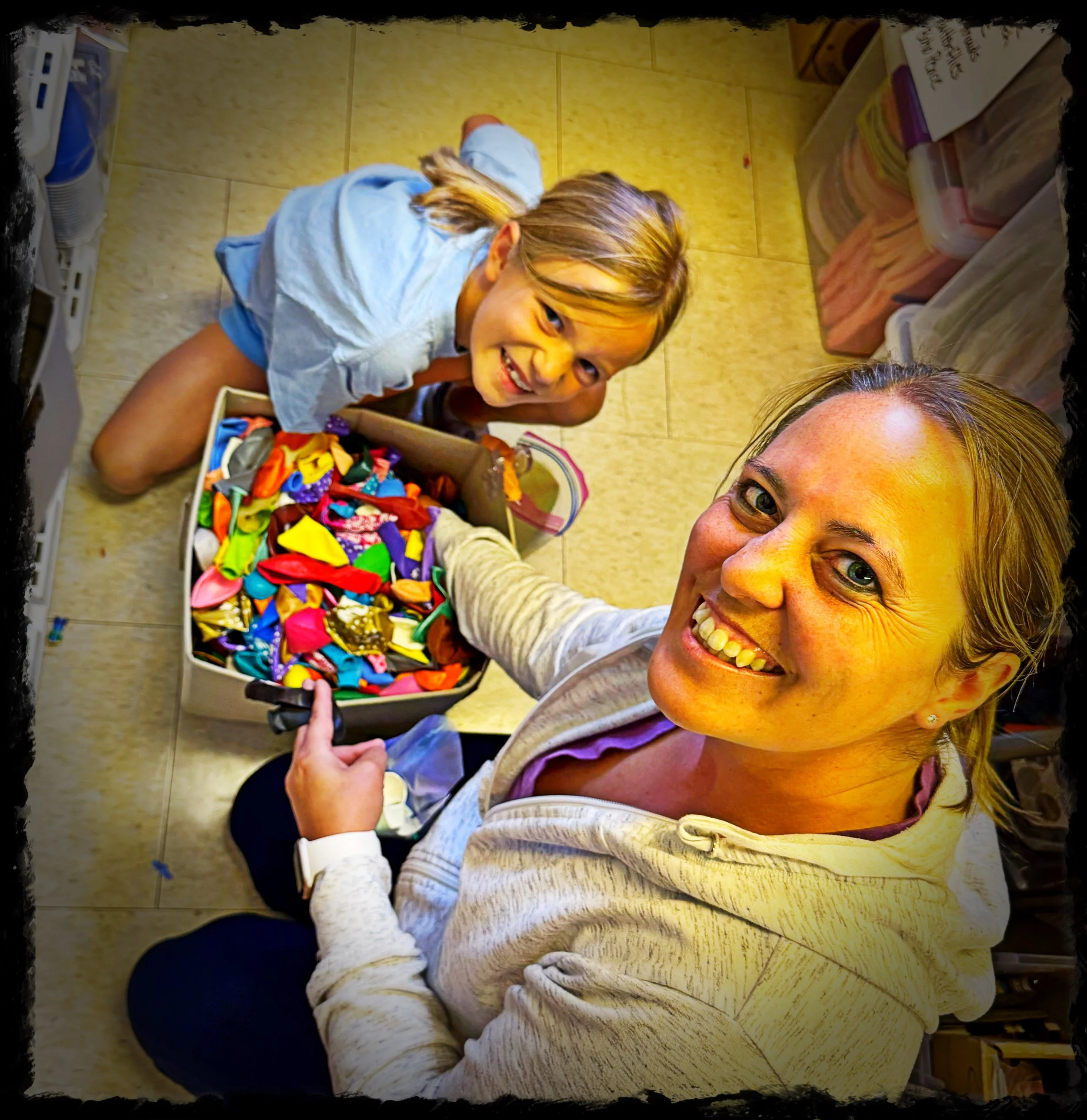 These two LOVE to come and create birthday party boxes.