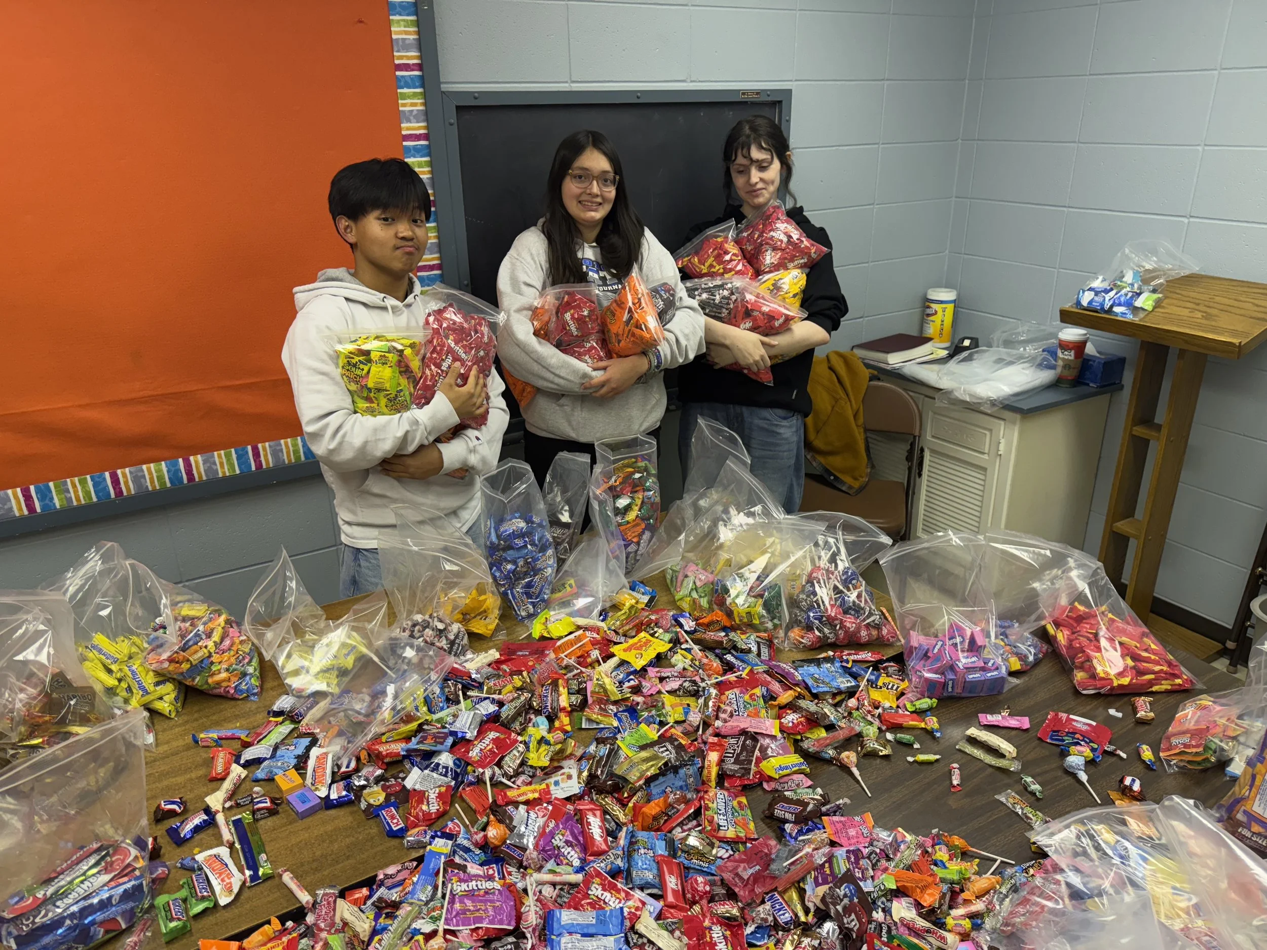 West Fargo High School Key Club sorts over 700lbs of candy in November.