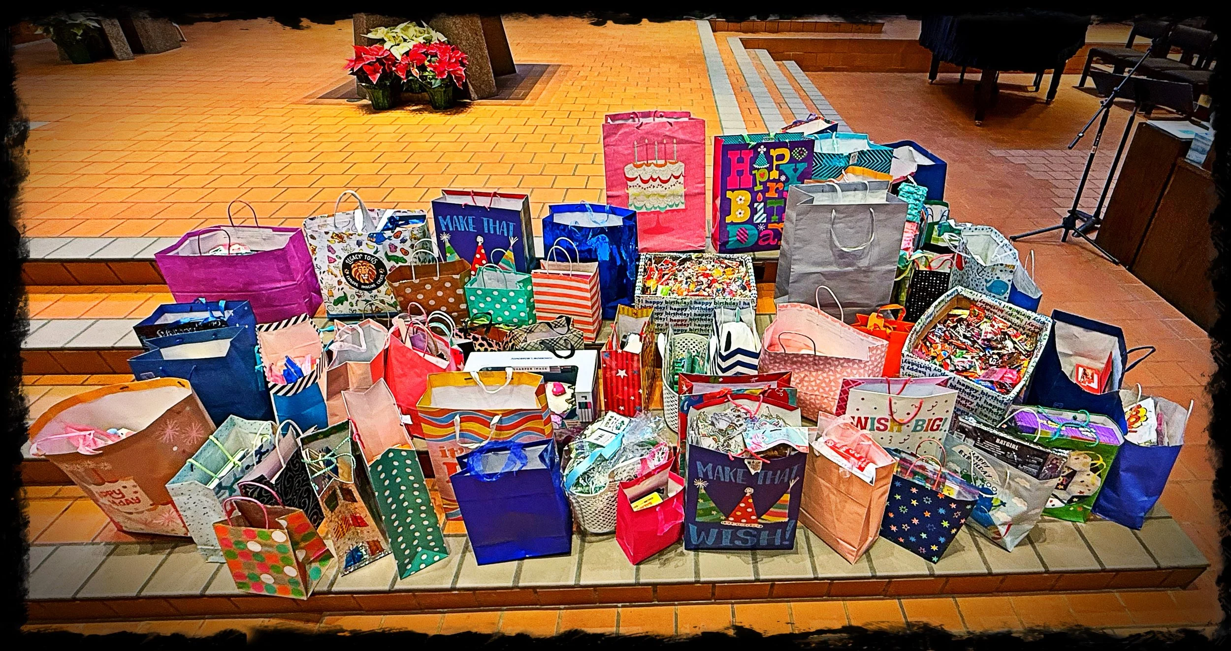 Donations collected from Nativity Elementary school.  This is an annual tradition that is held in December.