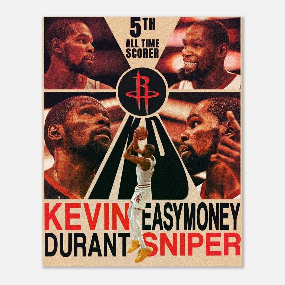 Kevin Durant Rockets Fan Art Poster | NBA Wall Art Print
