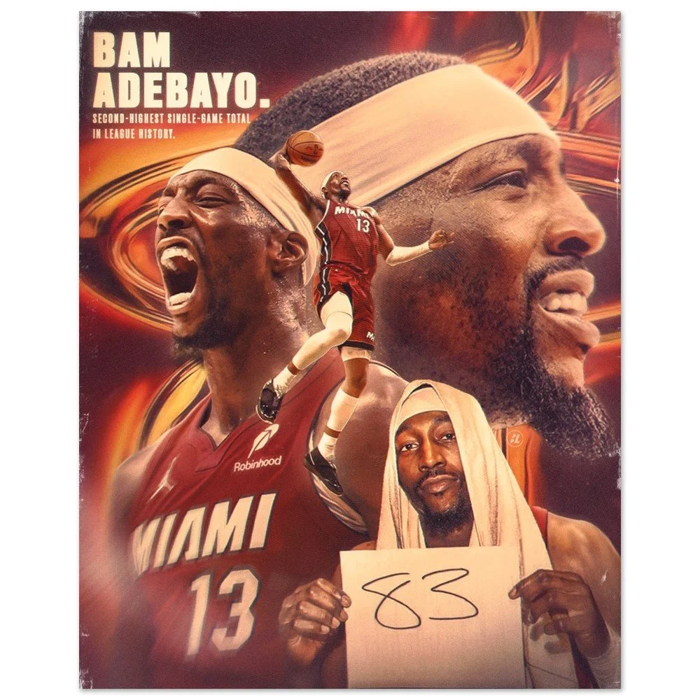 Bam Adebayo Miami Heat Fan Art Poster | Basketball Wall Art Print