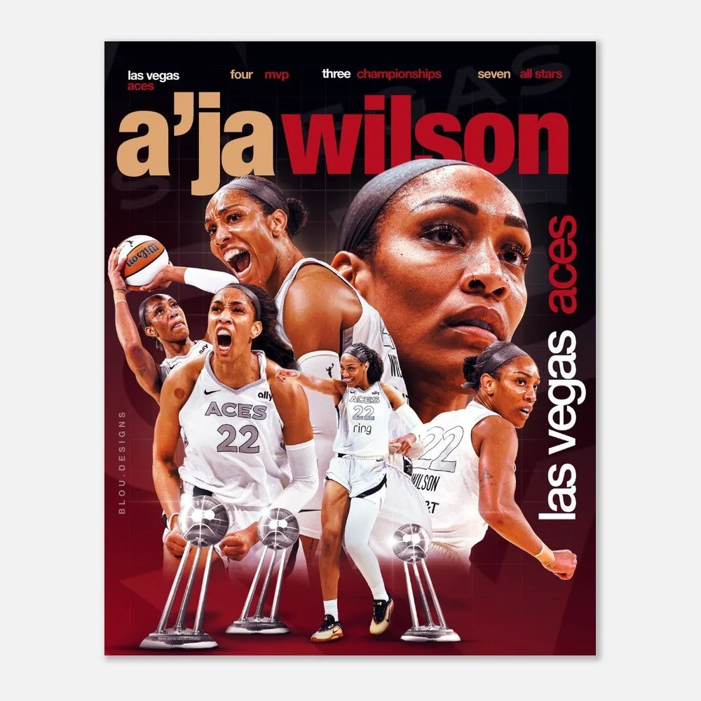 A'ja Wilson Fan Art Poster | WNBA Basketball Wall Art Print