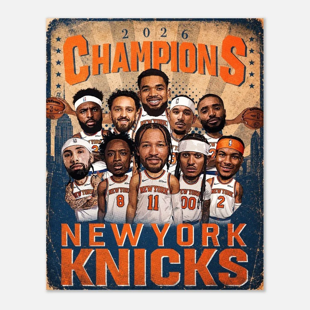 New York Basketball 2026 Champions Poster | Vintage Championship Wall Art