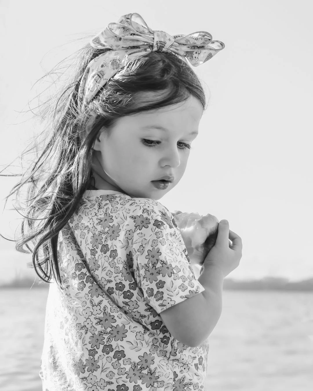 Natural light child portrait in Sydney, relaxed and candid black and white photography