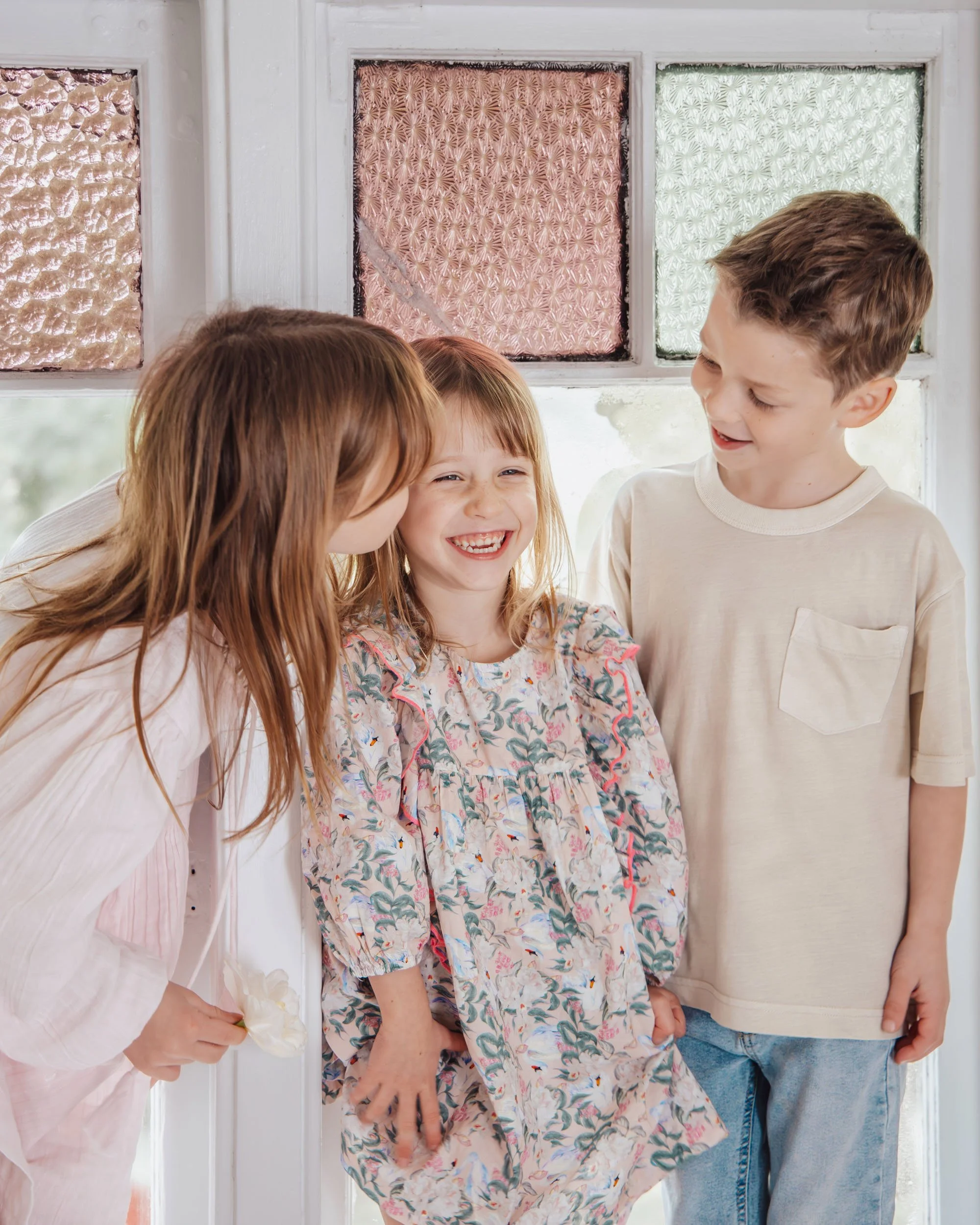 Natural sibling portrait in soft light by Sydney family photographer Georgie Meadows Creative  