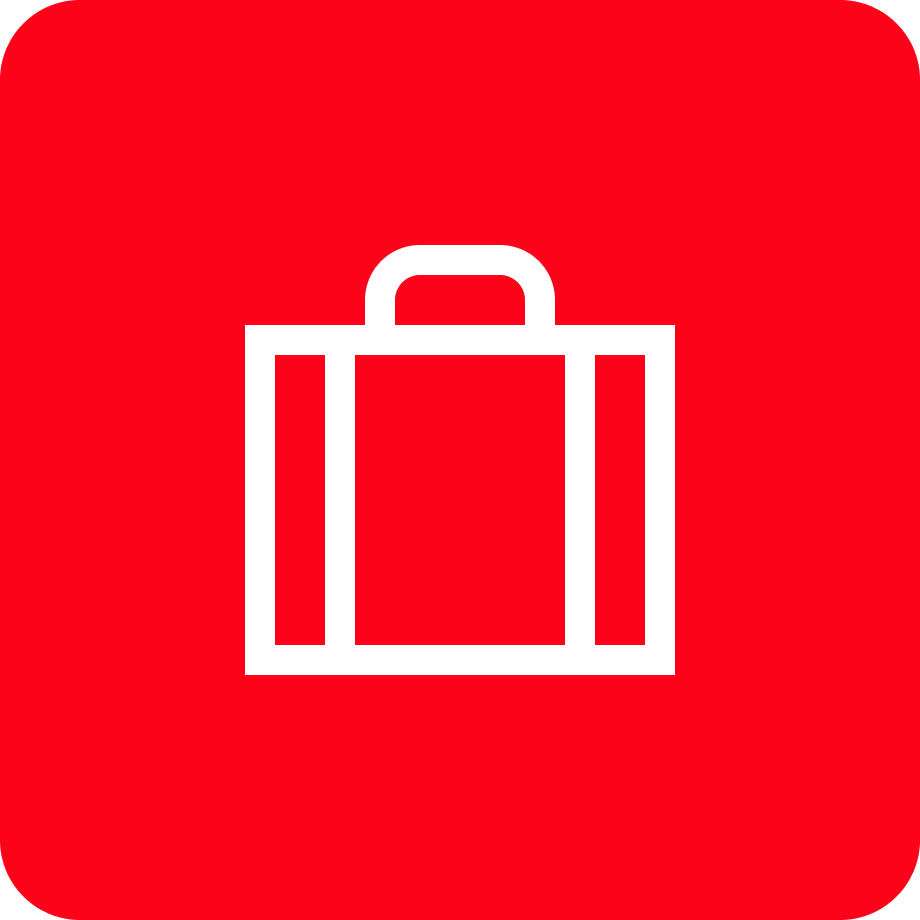 Icon of a suitcase on a red background