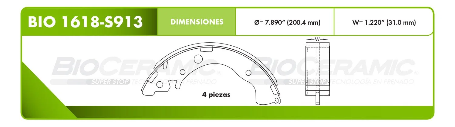 BALATA DE TAMBOR RBDBBIO-1618-S913