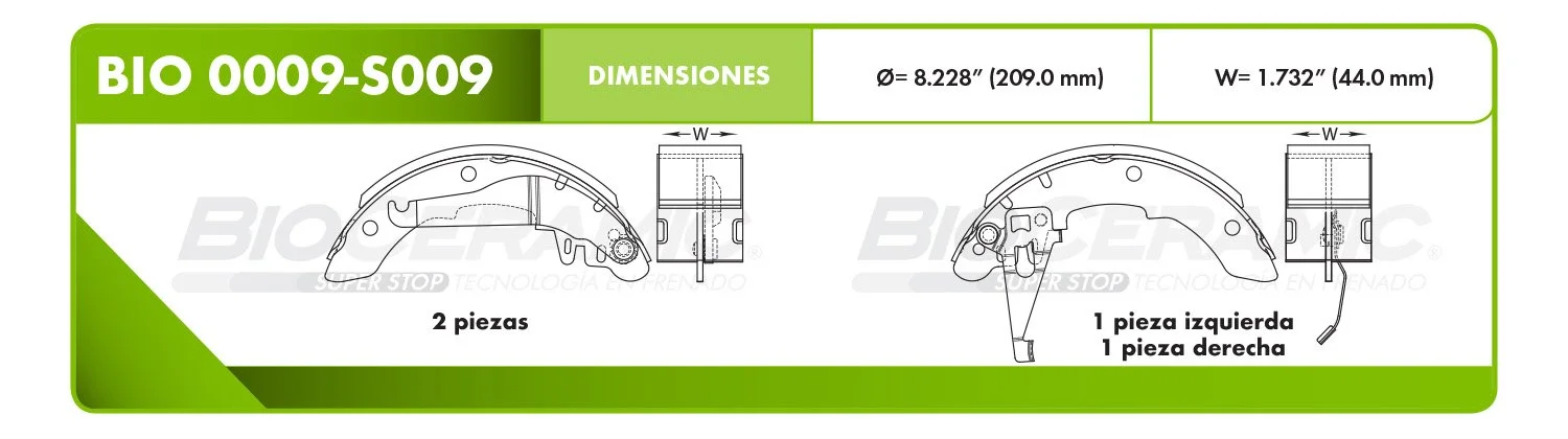 BALATA DE TAMBOR RBDBBIO-0009-S009