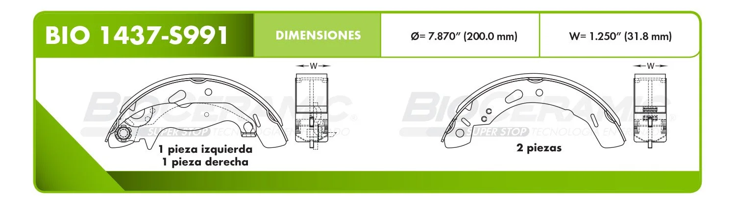 BALATA DE TAMBOR RBDBBIO-1437-S991