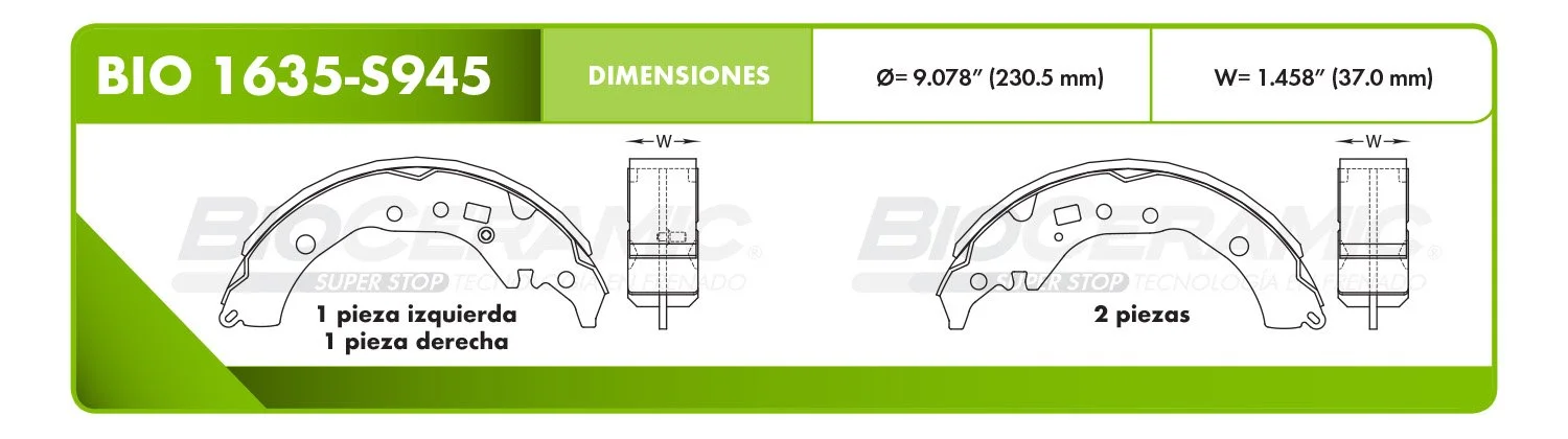 BALATA DE TAMBOR RBDBBIO-1635-S945