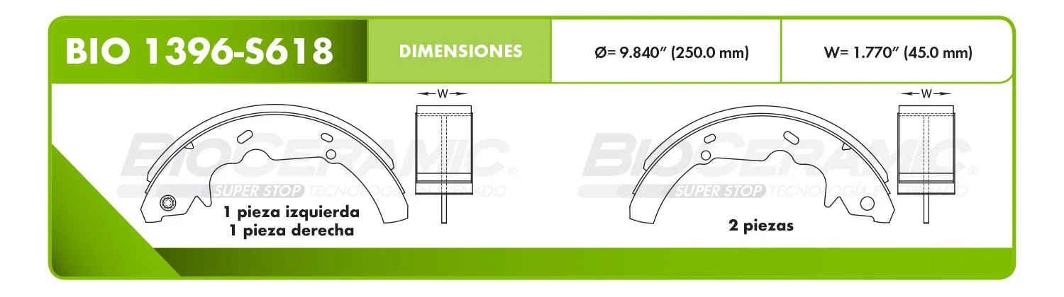 BALATA DE TAMBOR RBDBBIO-1396-S618