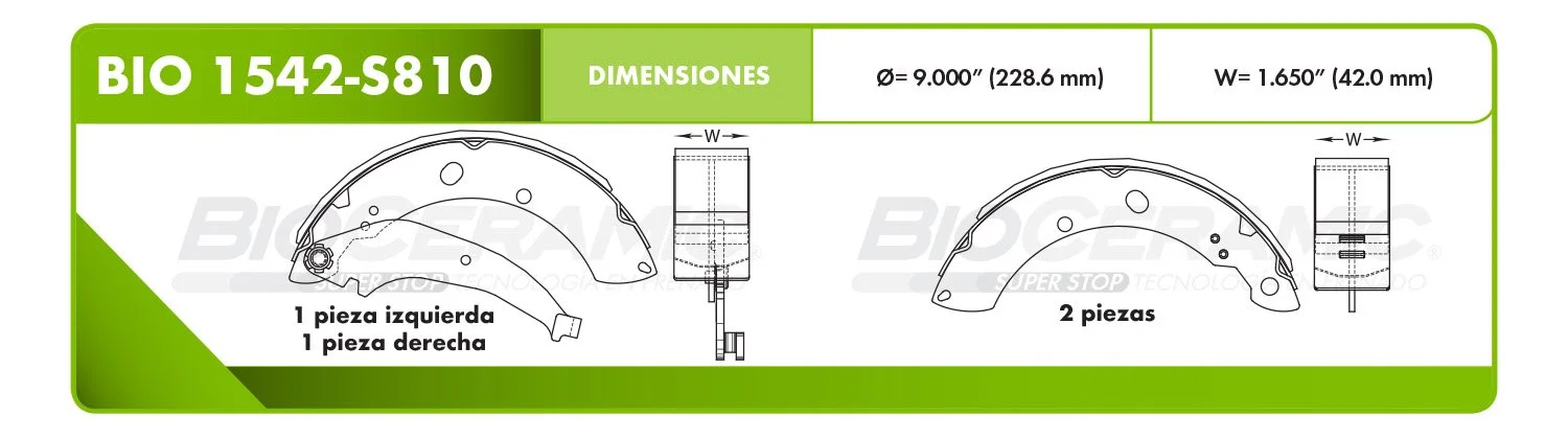 BALATA DE TAMBOR RBDBBIO-1542-S810