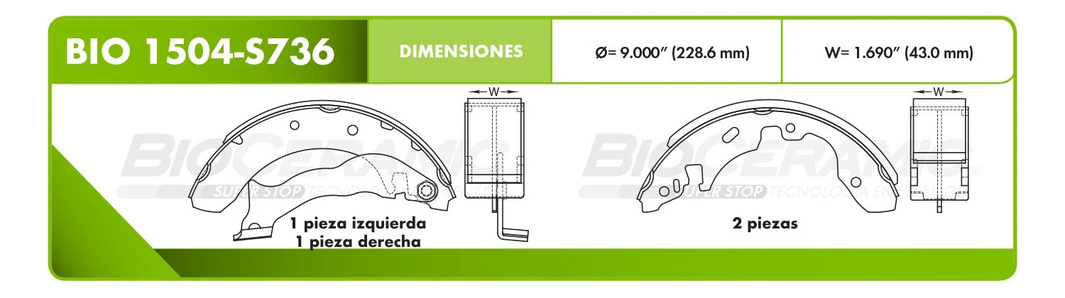 BALATA DE TAMBOR RBDBBIO-1504-S736