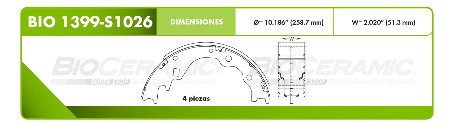 BALATA DE TAMBOR RBDBBIO-1399-S1026