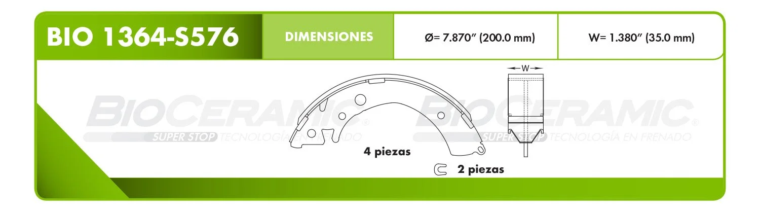 BALATA DE TAMBOR RBDBBIO-1364-S576