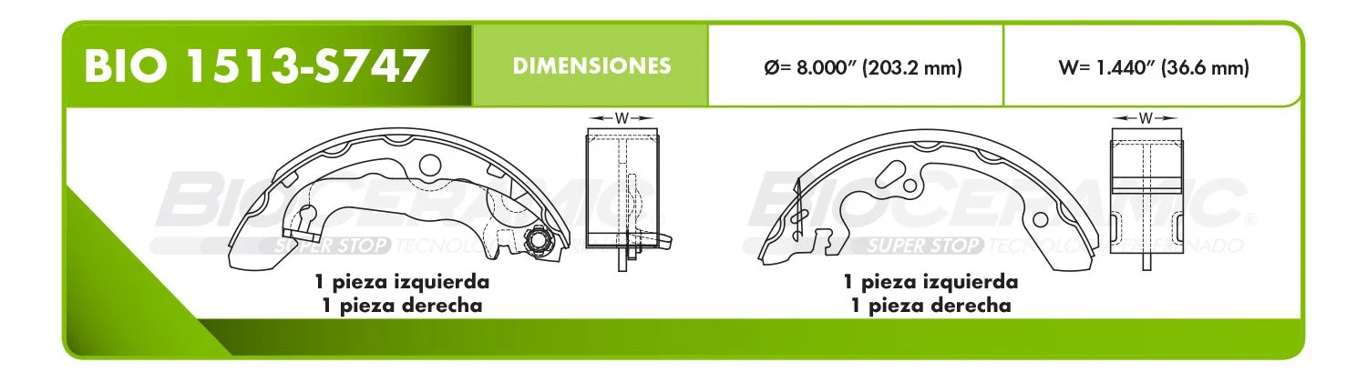 BALATA DE TAMBOR RBDBBIO-1513-S747