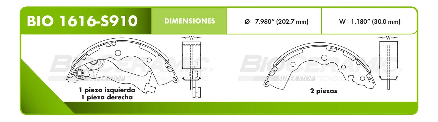 BALATA DE TAMBOR RBDBBIO-1616-S910