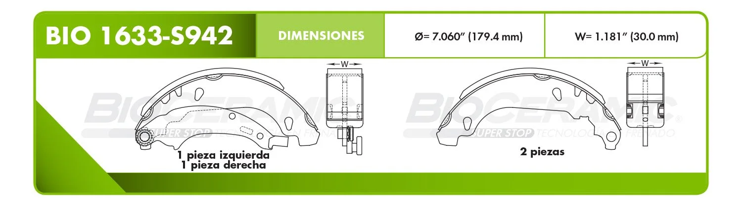 BALATA DE TAMBOR RBDBBIO-1633-S942