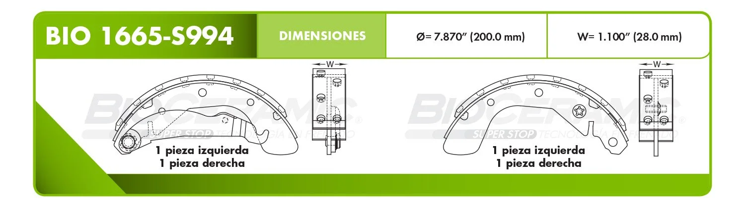 BALATA DE TAMBOR RBDBBIO-1665-S994