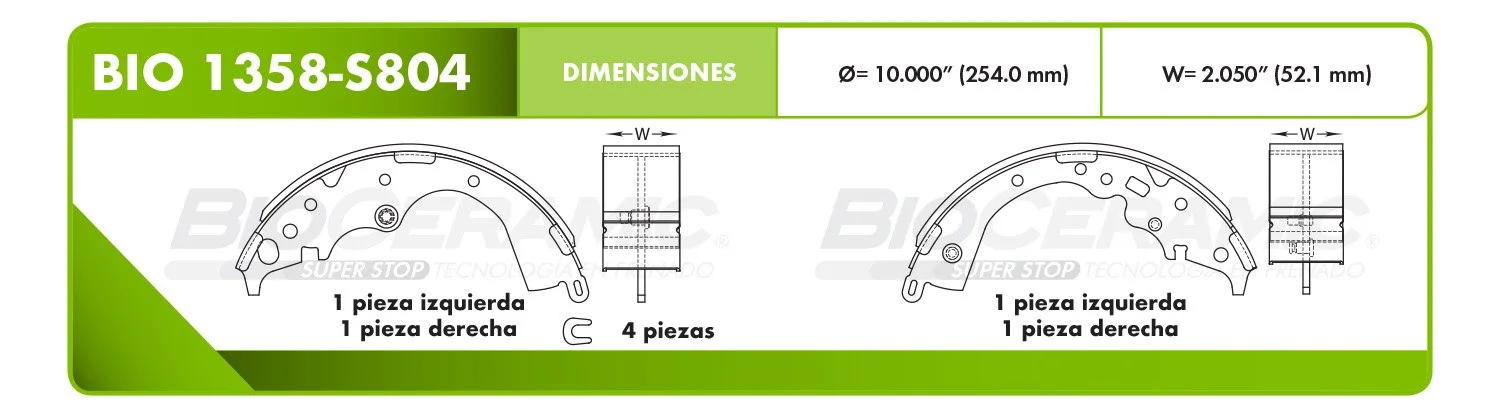 BALATA DE TAMBOR RBDBBIO-1358-S804