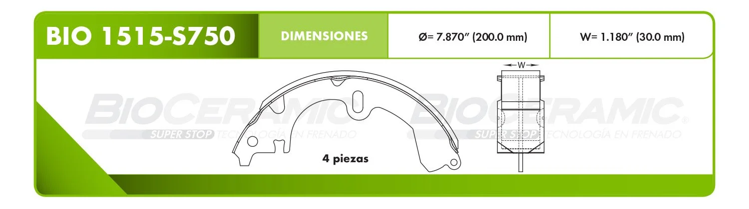 BALATA DE TAMBOR RBDBBIO-1515-S750