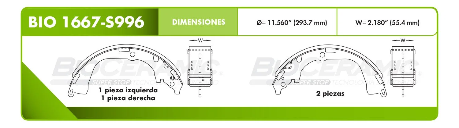 BALATA DE TAMBOR RBDBBIO-1667-S996