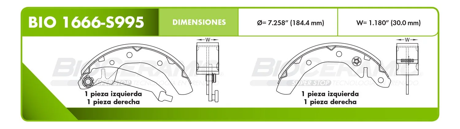 BALATA DE TAMBOR RBDBBIO-1666-S995