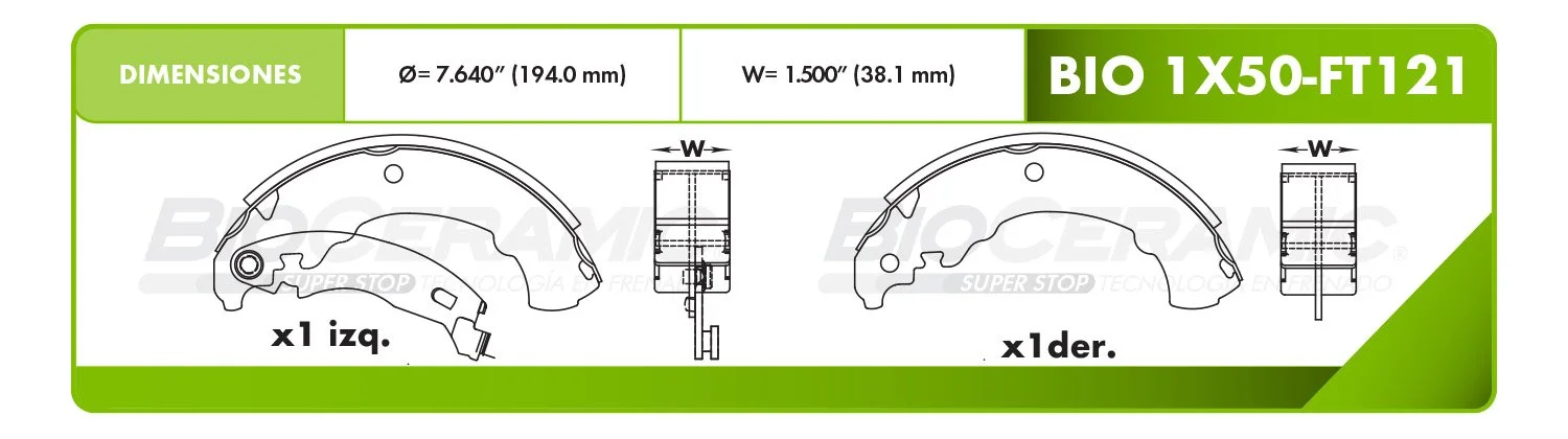 BALATA DE TAMBOR RBDBBIO-1X50-FT121