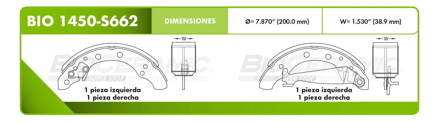 BALATA DE TAMBOR RBDBBIO-1450-S662