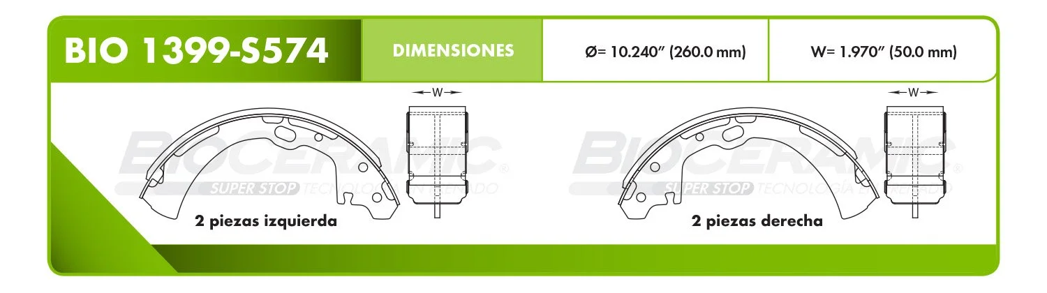 BALATA DE TAMBOR RBDBBIO-1399-S574