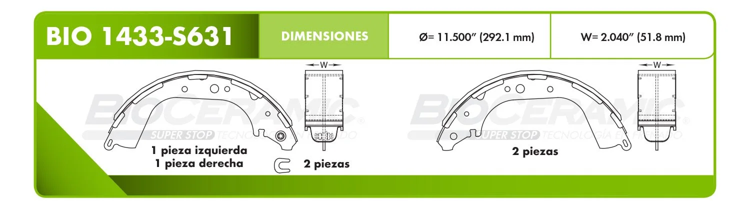 BALATA DE TAMBOR RBDBBIO-1433-S631