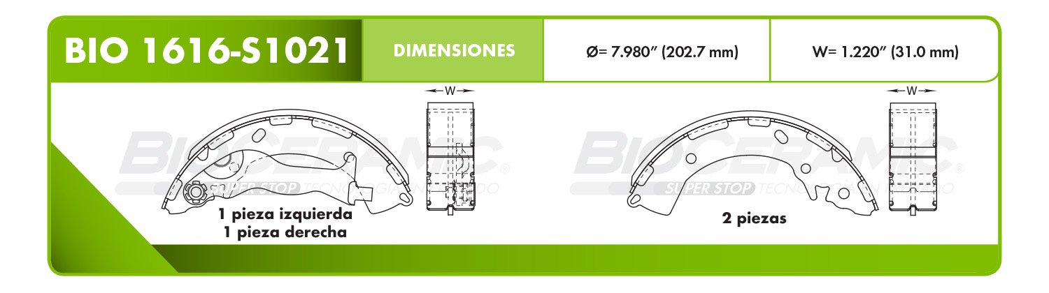 BALATA DE TAMBOR RBDBBIO-1616-S1021