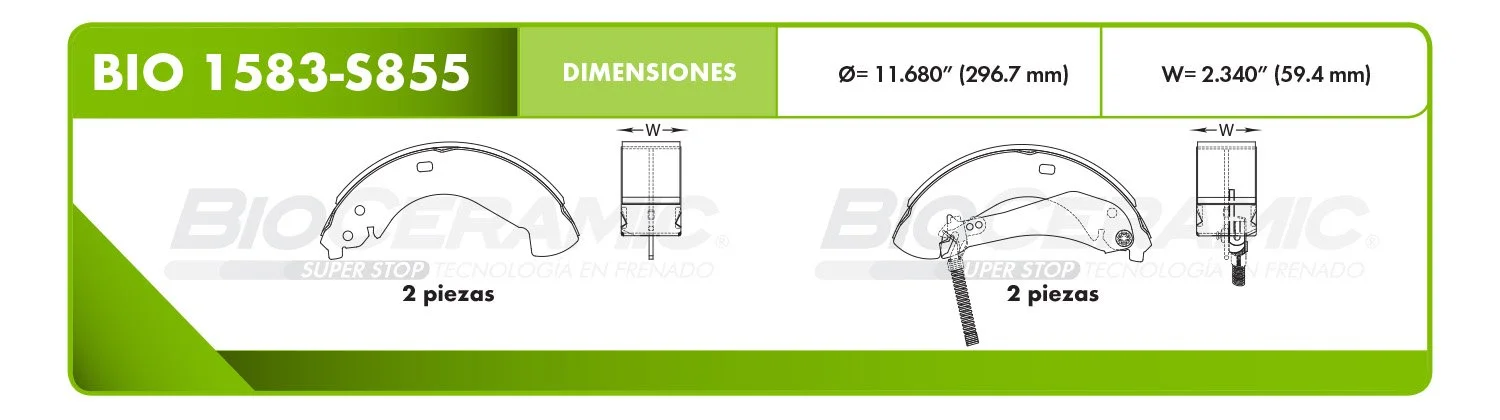 BALATA DE TAMBOR RBDBBIO-1583-S855