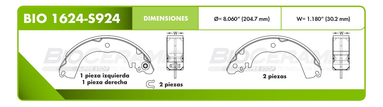 BALATA DE TAMBOR RBDBBIO-1624-S924