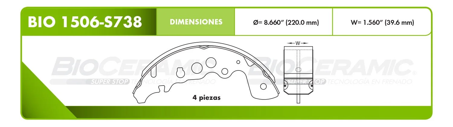 BALATA DE TAMBOR RBDBBIO-1506-S738